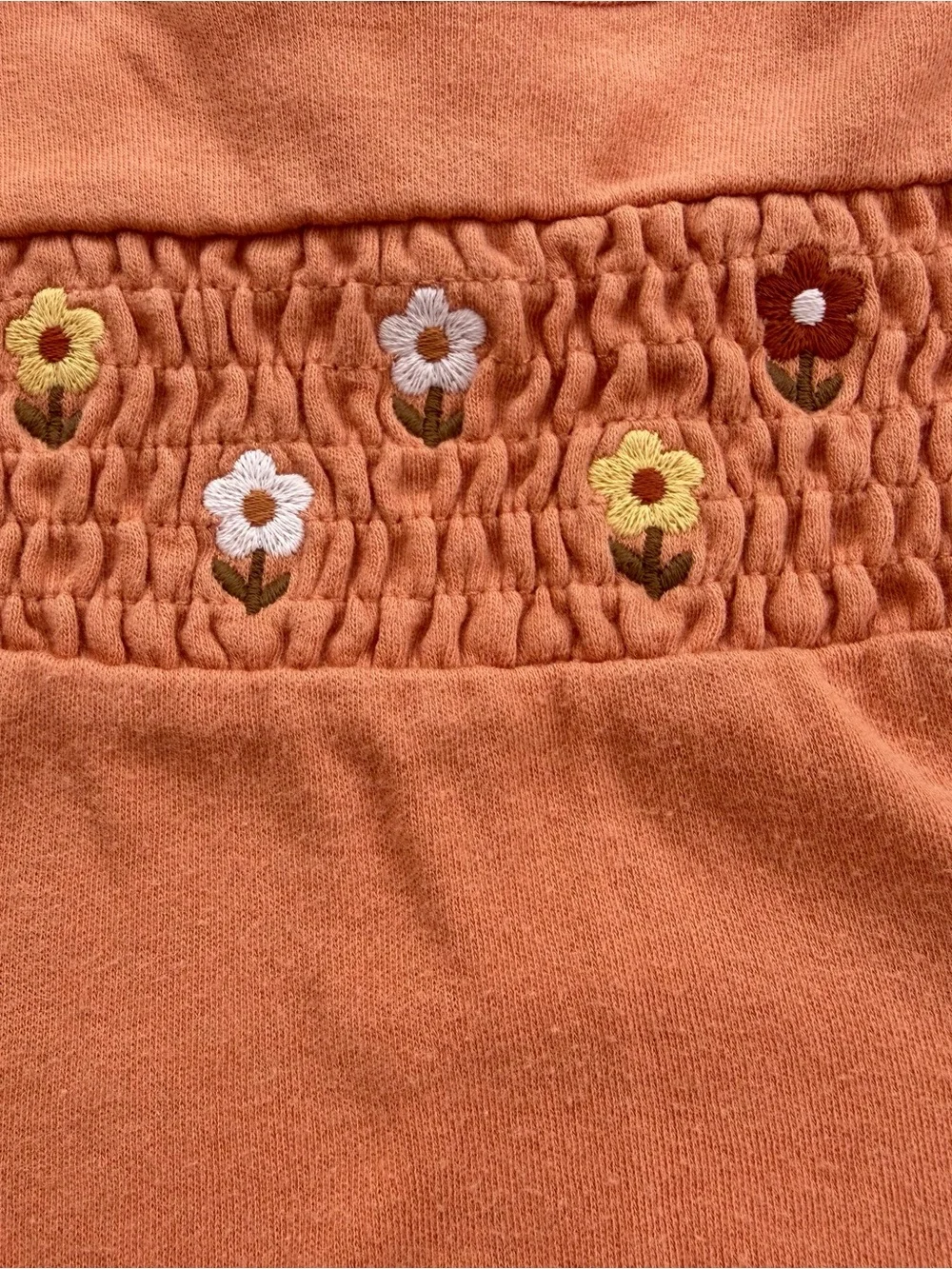 Rabbit + Bear Organics Baby Girl 3-6M Smocked Floral Rust Bodysuit